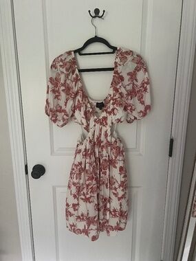 Bardot Red Floral Eden Cutout Mini Dress